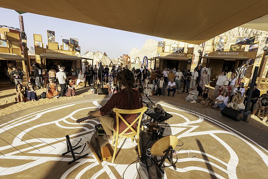 Performance over the hand-made floor mural