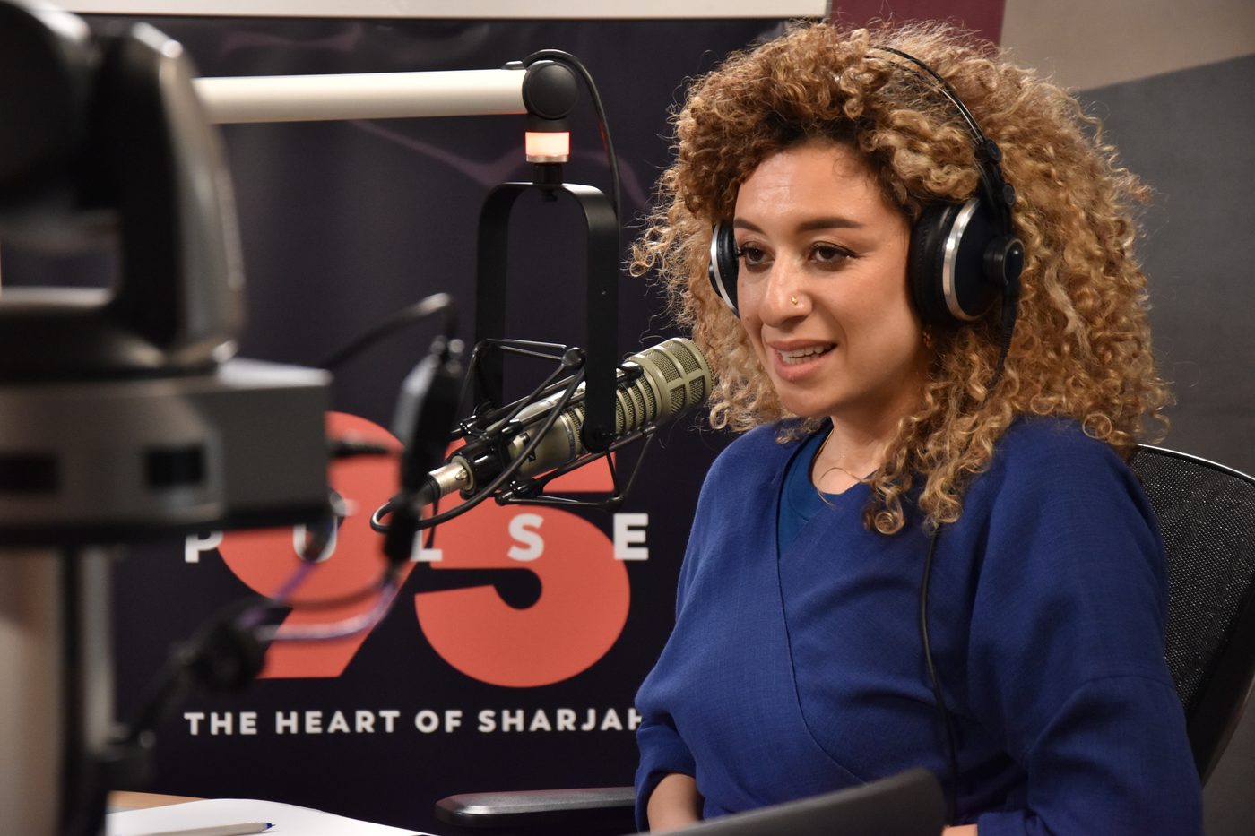 Yasmin Barakat on air at Pulse 95 Radio, Sharjah
