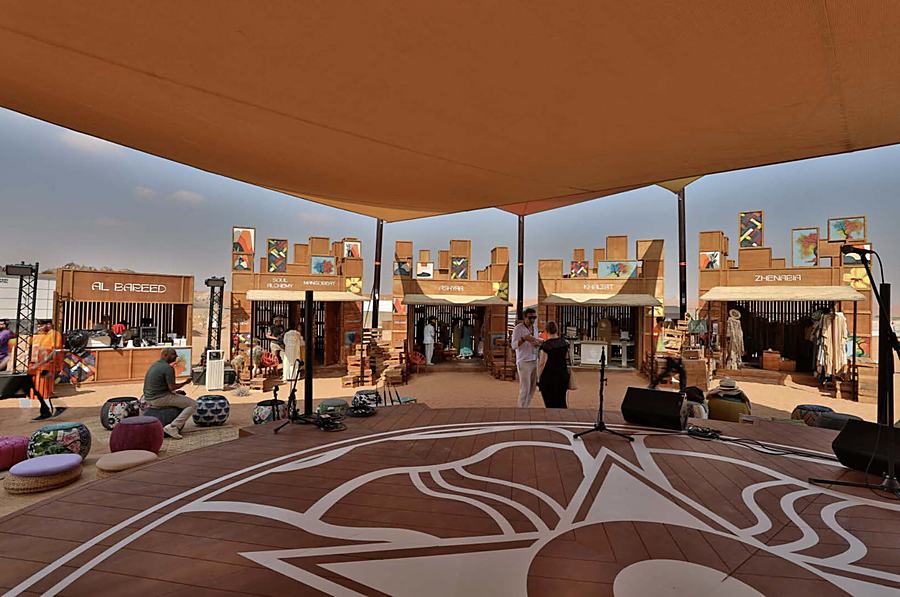 Inside the marketplace under the canopy